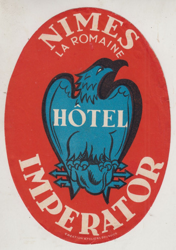 Antiguo Luggage De Hotel Imperator Nimes La Romaine Francia 