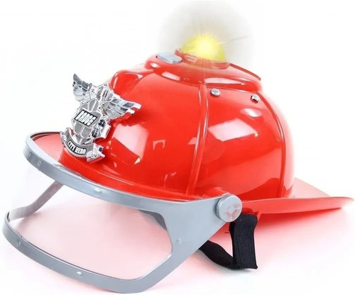 Imagen 2 de 6 de Kit Bomberos Casco Con Luz Y Sonido Sirena Accesorios
