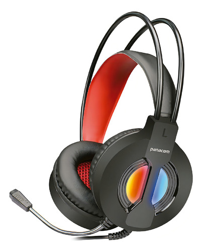 Auricular Gamer Panacom Luz Rgb Banda Ajustable Gm-8230hp Color Negro Luz Negro