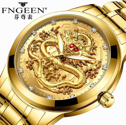 Reloj No Mecánico Fenzun Relieve Gold Dragon Watch