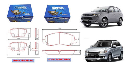 Kit Jogo Pastilha Diant + Tras Cobreq Mitsubishi Asx 2014