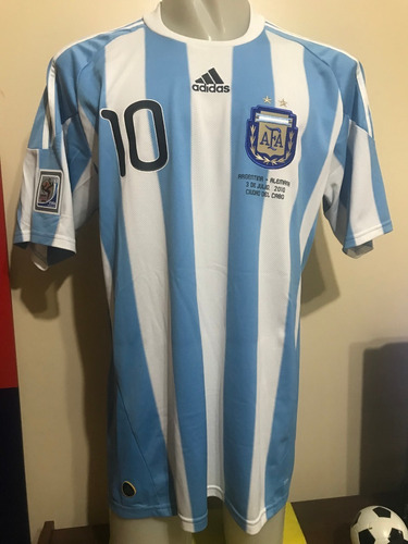 Camiseta Argentina Alemania 2010 Messi #10 Barcelona Parche