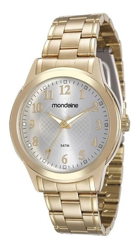 Relógio Feminino Dourado Casual Mondaine Original + Garantia