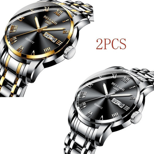 2 correas de reloj Belushi de cuarzo luminosas de acero inoxidable para hombre, color Style 2 (2 unidades)