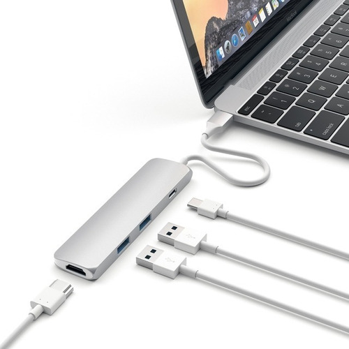 Hub Adaptador Slim Usb-c A Multipuertos Silver Y Space Gray