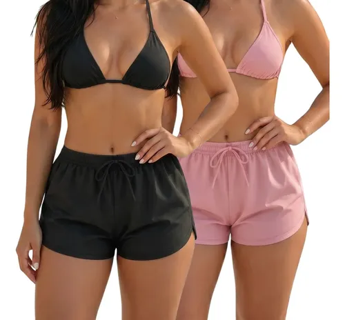 Kit 2 Short Tactel Feminino P Ao Plus Size Moda Praia Cuble