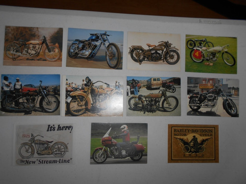 9 Postales Y 2 Láminas De Harley - Davidson.