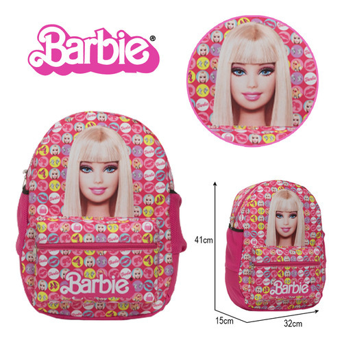 Bolsa Escolar Menina Barbie Reforçada Barata 24hrs Cor Rosa