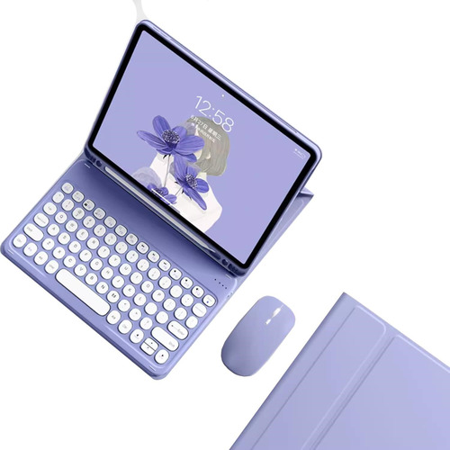 Funda C/ Teclado P/ Galaxy Tab S9 Plus/s9 Fe+/s8, Lila