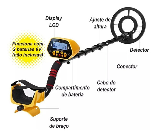 Detector De Metais Profissional Md-3028 Prata Ouro Moeda