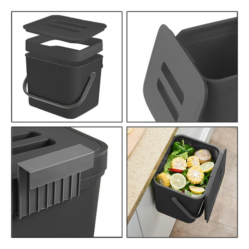 Cubo De Basura De Cocina Con Tapa, Montado En La Pared De...