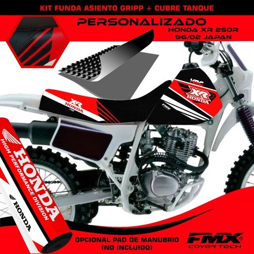 Kit Funda Asiento Grip + Cubre Tanque Honda Xr250r 96/02 Fmx