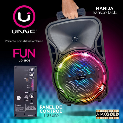 Imagen 4 de 10 de Parlante Portatil Bluetooth Karaoke Recargable Fm+ Microfono