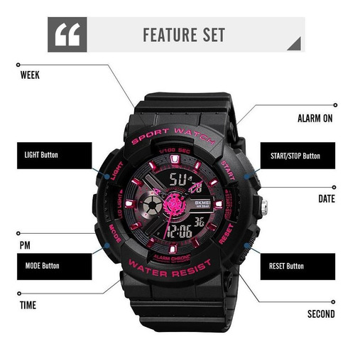 Imagen 3 de 7 de Reloj Skmei 1689 De Dama Dual Time / Alfashop