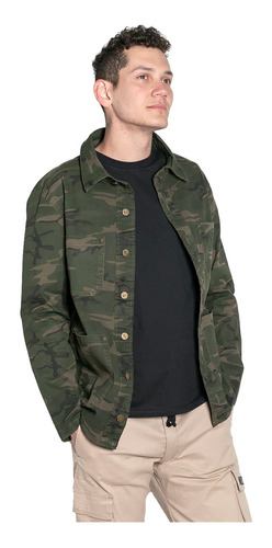 Campera Cazadora Gabardina Hombre Verde Camuflado Aire Libre