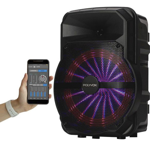 Alto Falante Polyvox Xc-710t Tws 300w Polyvox Bluetooth Led Cor Preto Voltagem 110v/220v