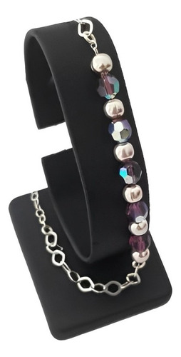 Pulsera Para Mujer Piedra Murano Tornasol Joya Plata 950