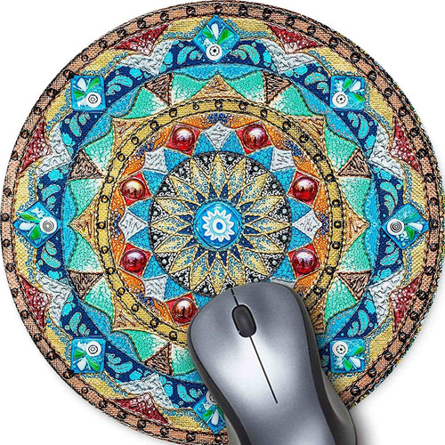Mouse Pad Circular Mandala Colores 19.5 Cm X 19.5 Cm