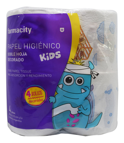Papel Higienico Farmacity Kids Doble Hoja Decorado 4 X 30 M