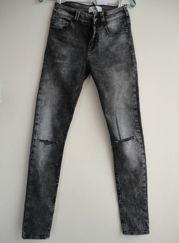 Jean Mng Mango Rasgado Gris Negro  Talla 34