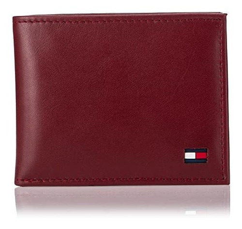 Billetera De Cuero Tommy Hilfiger Deep Red