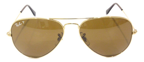 Anteojo De Sol Ray Ban Aviador Polarized 001/57 58/14 Medium Aviador Marrón Brown Polished Gold Polished Gold