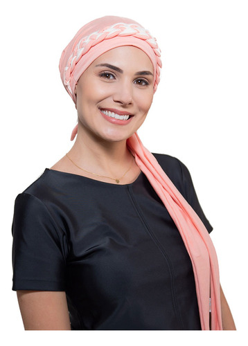 Turbante Pêssego+ Tiara Pêssego E Marfim: Quimio Ou Alopecia