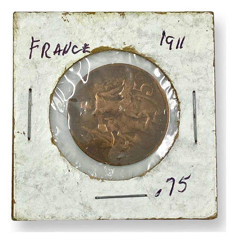 Wow Moneda Del País Europeo De Francia De 5 Céntimos Cobre