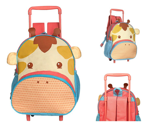 Mochila De Rodinha Infantil Escolar Viagem Bicho Girafa Clio