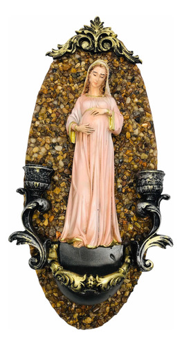 Placa Virgen De La Dulce Espera Para Agua Bendita En Resina