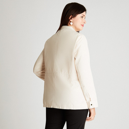Chaqueta Arena Manga Larga Cuello Solapa