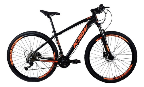 Bicicleta Aro 29 Ksw Xlt 100 - 27vel Alivio 1.0 + K7 + Trava Cor Preto/laranja Tamanho Do Quadro 15