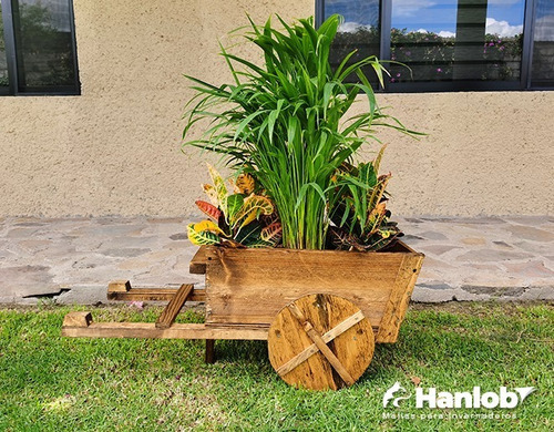 Imagen 4 de 9 de Maceta De Madera Tipo Jardinera De Carreta Color Roble