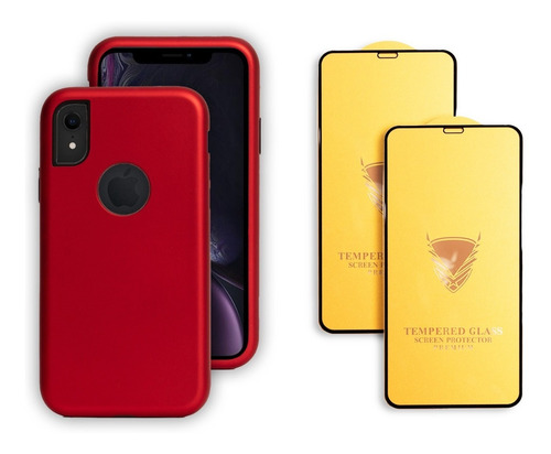 Funda Case Uso Rudo Para iPhone +2 Micas Protectoras Premium