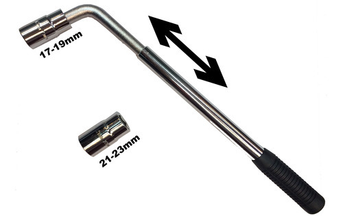 Imagen 2 de 4 de Llave Rueda En L Bocas Tubo Intercambiables 17x19mm 21x23mm