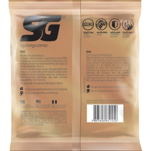 Imagem 2 de 2 de Encordoamento Corda Nylon Classical Sg Normal Nylon Bronze