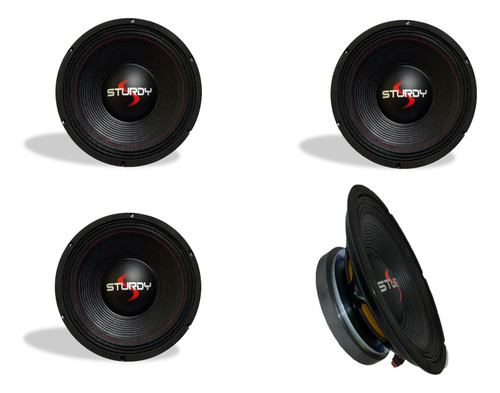 Kit 4 Alto Falantes Woofer 10 Polegadas Sturdy 450 Watts Rms