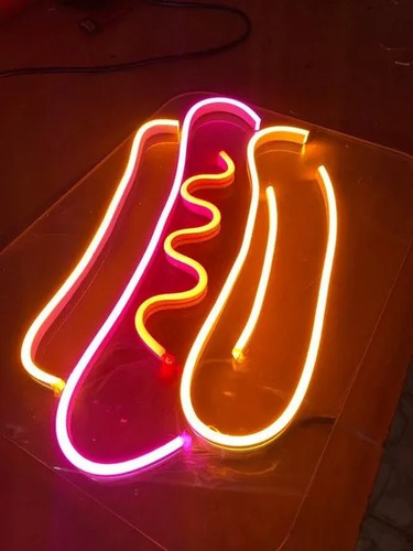 Letrero Led Neon En Acrilico De 3 Mm 40*33cm Hot Dog