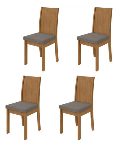 Kit 4 Cadeiras Athenas Amêndoa Clean/suede Animale Bege