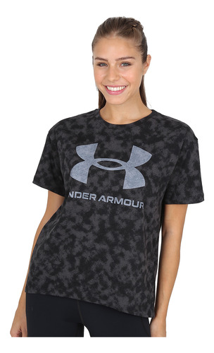 Remera Training Under Armour Logo Heavyweight Mujer En Negro