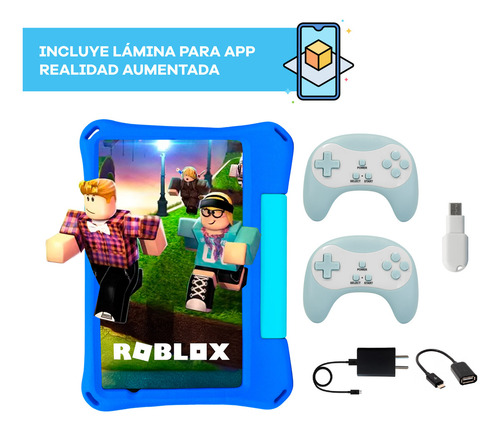Tablet T-go Kids 8 Android 14 Con 2 Joysticks 4gb Ram 64gb Realidad Aumentada Funda Antigolpes Color Azul Control Parental App Educativas Wifi Infantil Segura Divertida