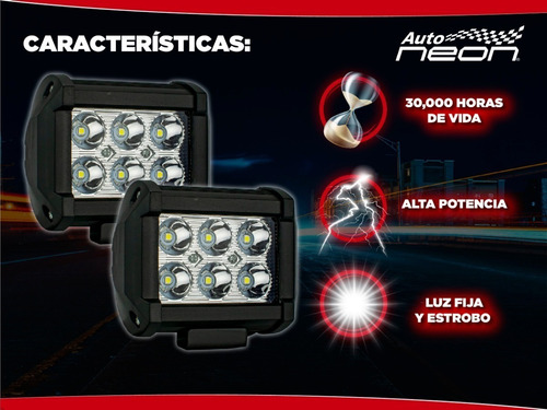 Imagen 5 de 8 de Faro 6 Hiper Led Auxiliar 18w Dually Funcion Fijo Y Estrobo