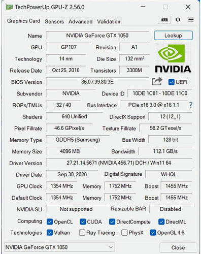 Tarjeta Gráfica Saplos Gtx 1050 Para Pc, 4gb Gddr5 128 Bits,