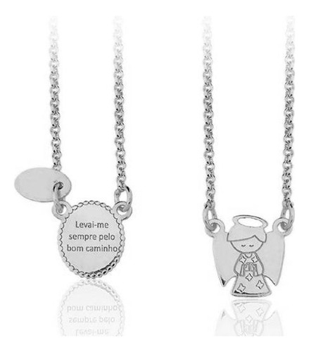 Escapulário Infantil Anjo Ouro Branco 18k - 041597.002b37