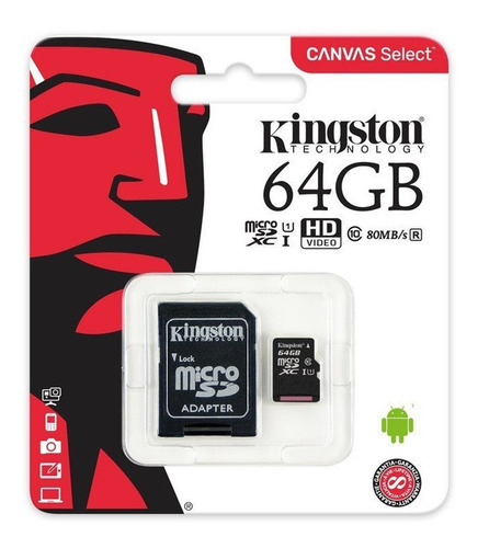 Imagen 1 de 2 de Memoria Celular Microsd Kingston 64gb Sdcs Nueva Orgm