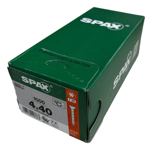 Tornillo Spax Madera 4 X 40 Caja 1000 Cuerda Corrida