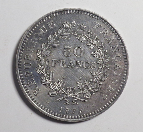 Moneda De Plata 30gr. Francia 50 Francos Año 1975 En Rosario