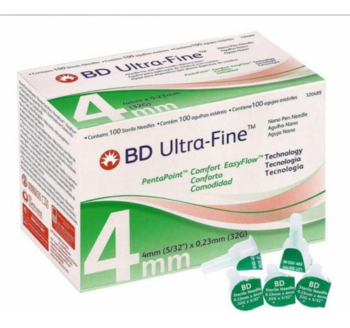 Agujas Insulina Bd Ultra Fine 32g 4mm X 0,23 100 Unidades