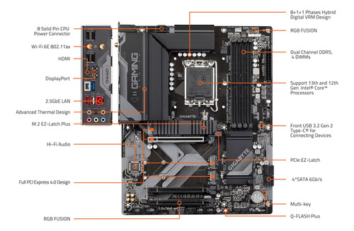 Placa Base Gigabyte B760 Gaming X Ax (lga 1700/ Intel/