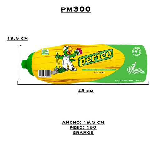 1 Repuesto D Mechudo Trapeador Policlean Perico Pm300 C/b